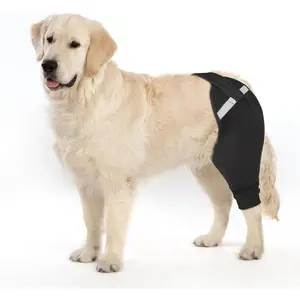 Dog Rear Leg Sleeve to Stop Licking, Upgraded Hind Leg Cover to Stop Slipping, for TPLO Surgery, Skin Conditions, Wounds, Breathable Soft Fabric, Dog Cone Alternative(Black,Right L)