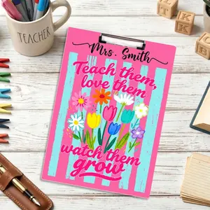 Personalized Teacher Clipboard, Custom Name Acrylic Clipboard, School Theme Teacher Gift, Teacher Appreciation Present, Classroom Office Desk Accessory