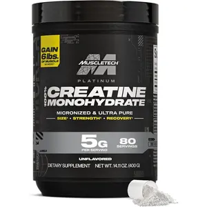 Creatine Monohydrate Powder, Platinum Pure – Micronized Creatine for Performance, Muscle Recovery & Growth (Unflavored, 80 Servings)