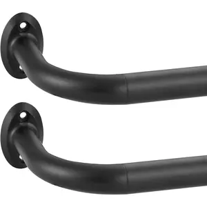 2 Pack 1Inch Diameter Wrap Around Curtain Rods for windows 28-86 inch(2.3-7Ft), Splicing Adjustable Room Darking Drapery Rod with  Finials and Brackets,Matte Black