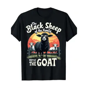 Black Sheep Family Goat Graphic Tee for Men  Crewneck T-Shirt, Soft Casual Shirt for Unique Style, Everyday Wear & Fun Gifts | Machine Washable