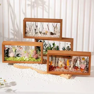 Home Decor Artificial Accessories Set, DIY Preserved Flower and Dried Flower Arrangement Kit, Wooden Frame, Handmade Craft Material Gift Set, Dried Flowers Kit