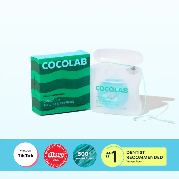 COCOLAB Summer Watermelon Dental Floss - Award-Winning, 500+ Woven Waxed Fibers, Coated in Coconut Oil for Freshness & Plaque Removal - 33 Yd, 2-Month Supply