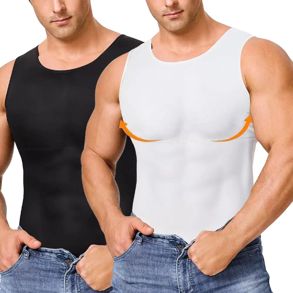 1/2 Pack Compression Shirt Men Undershirt Gynecomastia Body Shaper Vest Tummy Control Compression Tank Top Shapewear