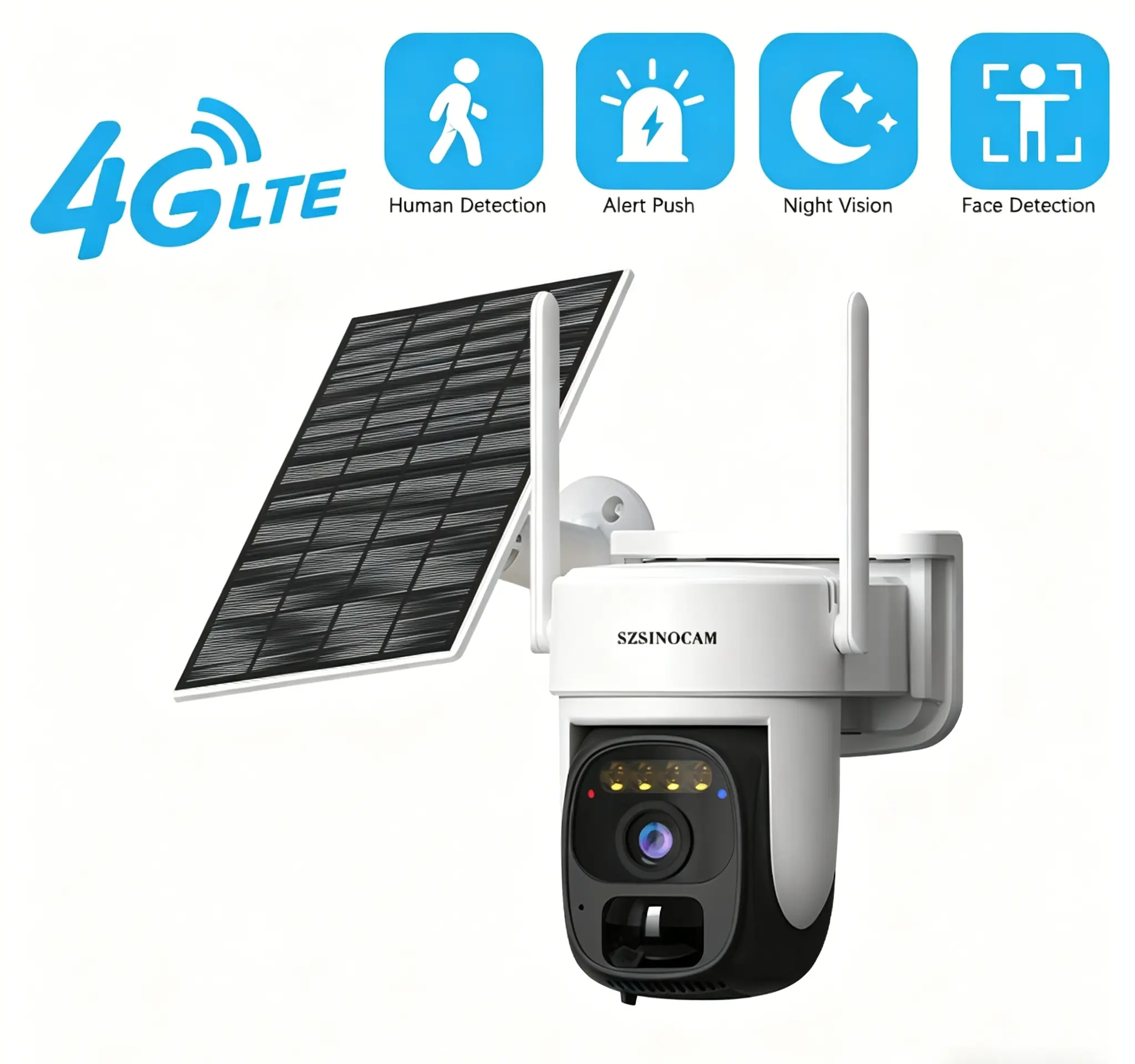 Beenocam 4G LTE 2K Solar Outdoor Security Camera--White Wireless Surveillance Camera, IP66 Waterproof, PIR Human Detection, Two-Way Audio, Night Vision, Remote Monitoring