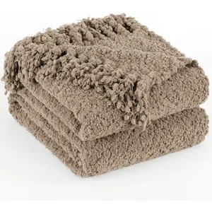 Throw Blanket for Couch, Taupe Tan Luxury Knitted Throws 60"x80", Textured Blankets with  Fringe Tassels for Bed Sofa Decorative, Chunky Soft  Boho  Decor