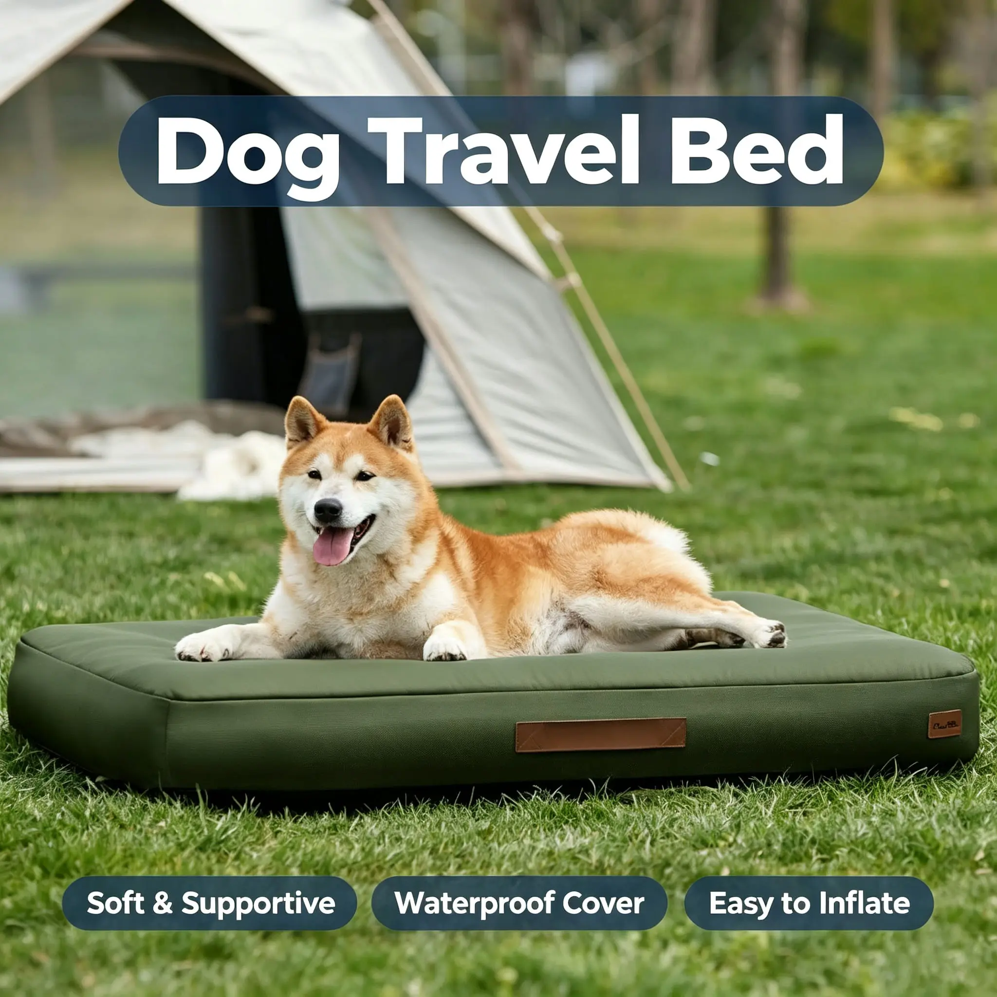 Outdoor Inflatable Dog Bed, Removable Washable Cover Waterproof Pet Mat, Anti-Slip Bottom Portable Travel Dog Mattress for Car Camping, Orthopedic Design for Small Medium Large Dogs, Travel-Friendly Portable Pet Sleeping Pad