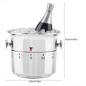 Mini Stainless Steel Pot Shaped Mechanical Kitchen Timer, 60 Minute Wind Up Countdown Timer with Loud Alarm Bell for Cooking Baking Homework Classroom
