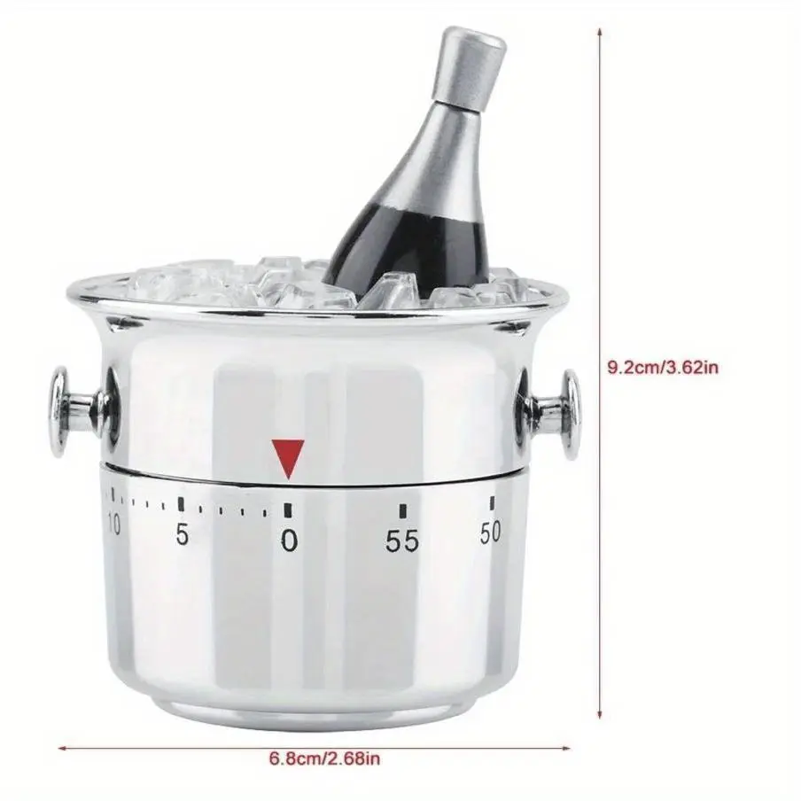 1pc Vintage Stainless Steel Mini Pot-Shaped Handheld Mechanical Kitchen Timer - 0 to 60 Minutes, Black Knob, Loud Alarm Bell, Side Handles, Minute Marks, Compact, No Charging Needed, Cookware Appearance - Kitchen Gadgets for Cooking, Baking, Utensils