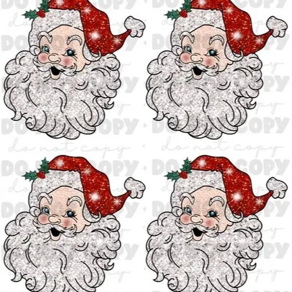 Premade Christmas Red Santa  faux sequin glitter  DTF Transfer Gang Sheet 22 x 60