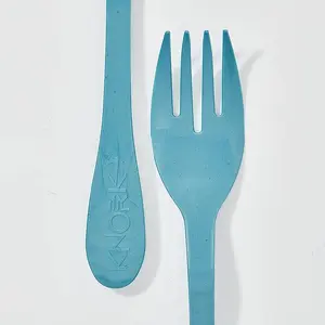 Knork Eco Fork Plant Based Cutlery, Reusable Bamboo Flatware Set, 12 Piece, Blue Tableware Bpa