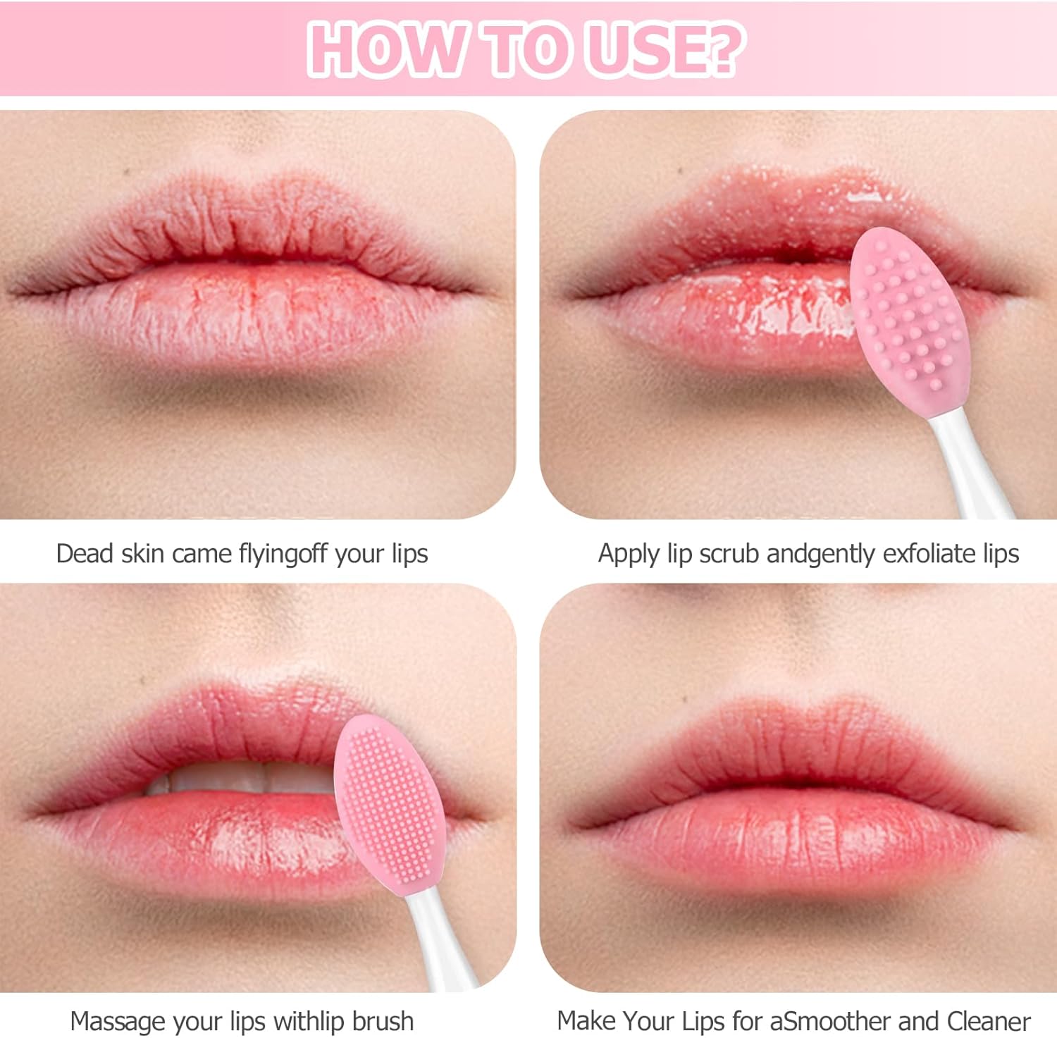 5Pcs Lip Scrubber & Face Exfoliator Brush Set – Silicone Nose Pore Cleansing Scrubber for Blackhead Removal, Gentle Lip Exfoliation, Facial Massage Tool for Skin Care & DIY Mask Application