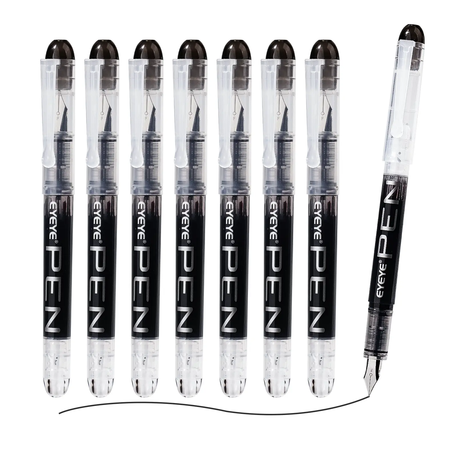 EYEYE Disposable Fountain Pens, 8 Pack Fine Point Stainless Steel Nib, Ink-Visible Smooth Writing Tool for Calligraphy & Office Supplies, Office Accessories, Father's Day Gift summerwins,summerwins