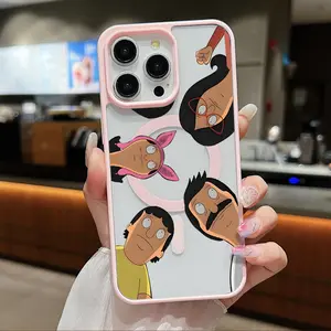 Stylish And Fun Cartoon B-Bobs B-Burgers Family Clear Magnetic Phone Case , Compatible with MagSafe Silicone Bumper Protective Cover For iPhone X XS 11 12 13 14 15 16 17 Pro Max Plus Air Creative