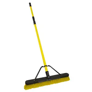 212 MAIN 24-in. Fiberglass Push Broom, Cushioned Grip, Weatherproof Fiberglass Handle, Multi-Function Home Care Cleaning Tool for Basement Sweep & Various Surfaces