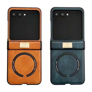 JTL For Samsung Galaxy Z Flip 7 Case Luxury PU Leather Magnetic Wireless Charging Protective Back Cover For Z Flip 7 FE 6 5 4 Shell