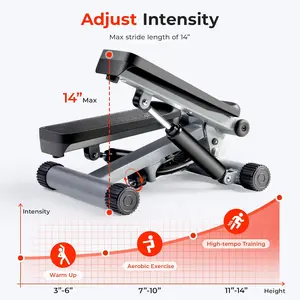 Fitness Mini Stepper for Exercise at Home, Stair Step Workout Machine with Resistance Band and Over 300lb Weight Capacity, Optional Twist Motion and Free SunnyFit App Connection