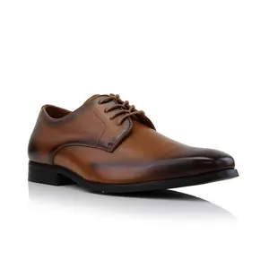 Ferro Aldo Alvin classic square-toe derby dress shoes, in Cognac, Men's Size 6.5 - 13