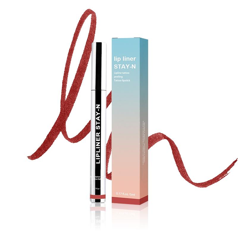 Buy 1 Get 1 Free Wine Red Peel-Off Lip Liner Pencil Plumps Lip Lines Enhances Lip Color Long-Lasting Transfer-Proof Waterproof Lip Makeup Set