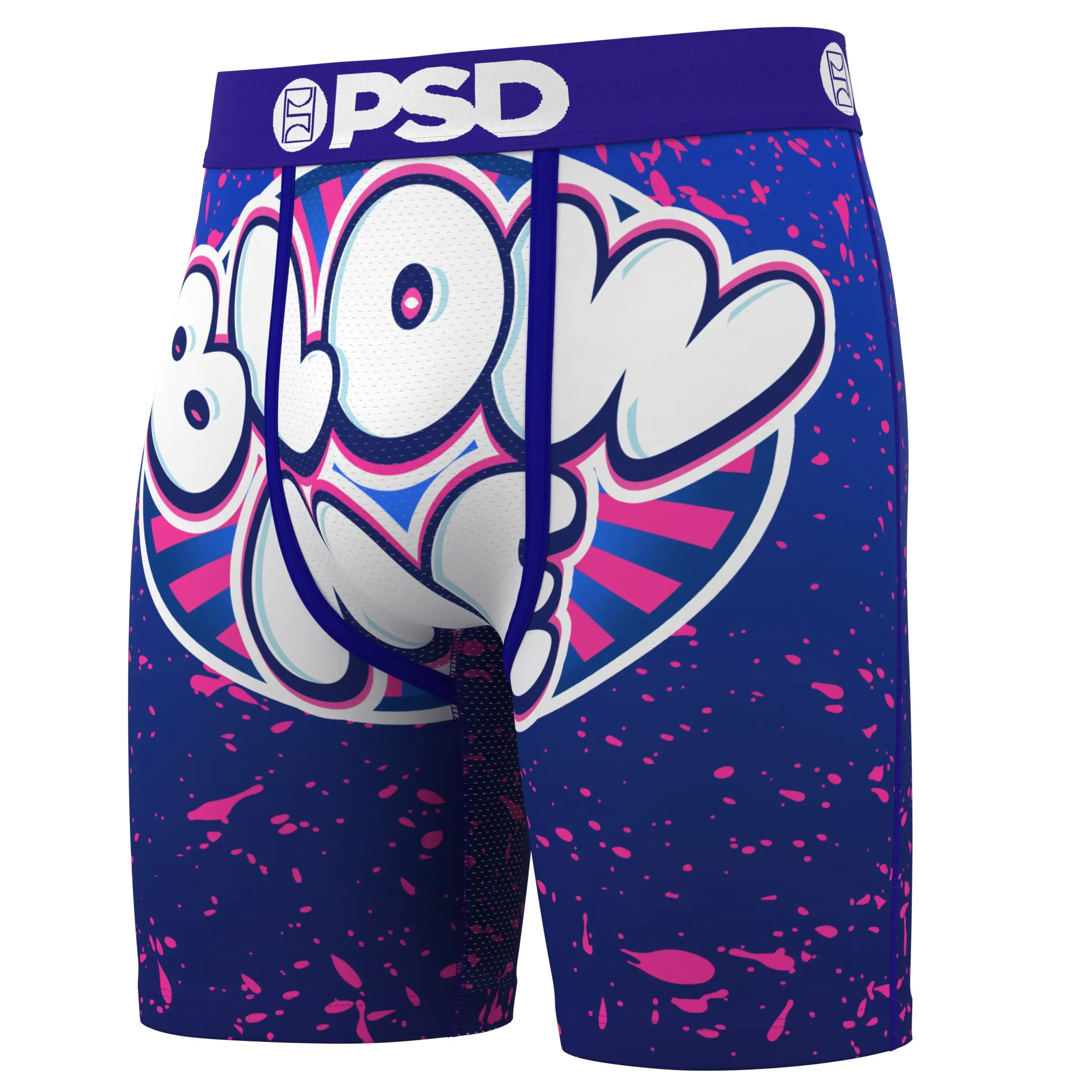 PSD Mens Blow Me Blue Boxer Brief - Standard Length 7 Inch Inseam, Soft and Breathable Poly Blend Fabric