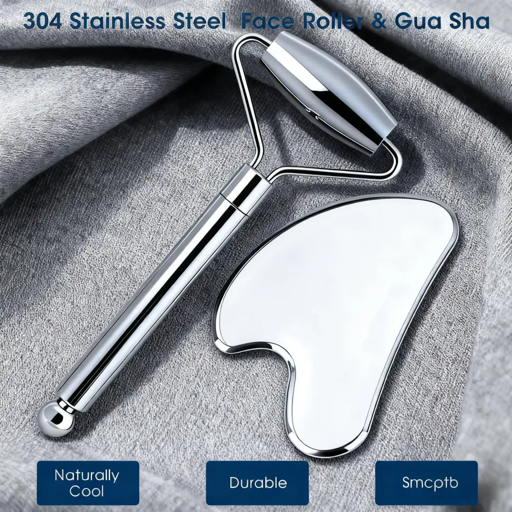 Facial gua sha tool for lifting the chin; helps reduce puffiness, supports lymphatic drainage, and tightens skin. Gift—give it to her; spring skincare.