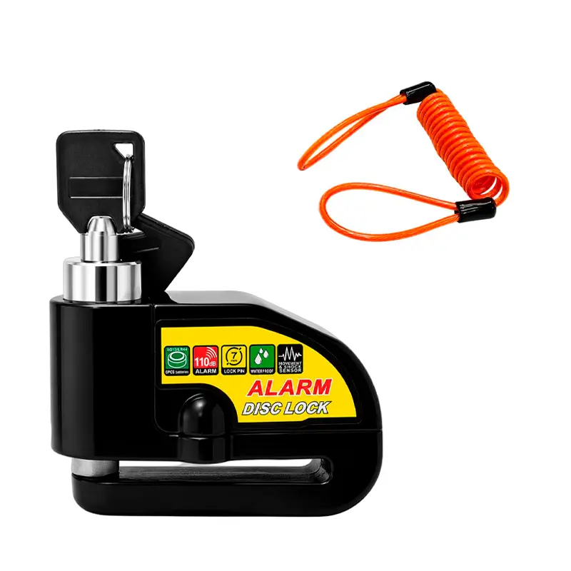 Alarm Disc Brake Lock 110dB Alarm Sound Anti-Theft Security Brake Padlock Waterproof Battery Powered Security Padlock for Motorbike Bike Scooter