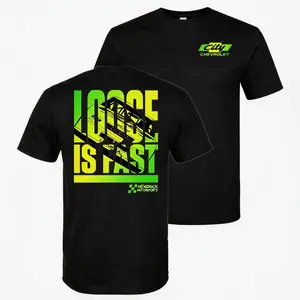 Loose Is Fast T-Shirt – Neon Green Stock Car Graphic, Hendrick Motorsports Racing Tee, City Chevrolet Shirt for Track Fans Men's Crewneck T Shirt Letter Graphic Short Sleeve Casual Drop Shoulder Oversized Tee