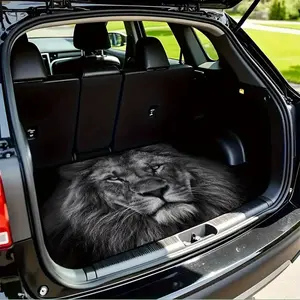 1pc Bold Lion Black and White Print Car Trunk Mat, Durable Easy-Clean Interior Protection Pad for Most Vehicles, Car Interior Accessory - Christmas Gift