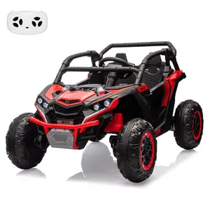 GARVEE 24V 2-Seater Electric Off-Road UTV Ride-On Vehicle with 4WD, Remote Control, LED Lights, Four-Wheel Shock Absorption, 3 Speeds, Horn, and Music - Red