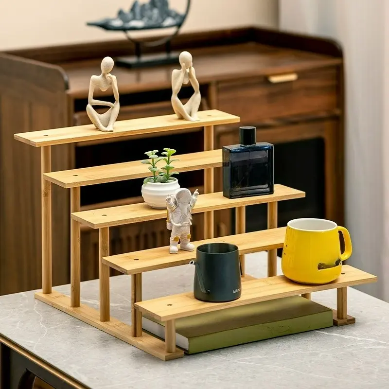 Simple flower shelf, window sill, succulent, bamboo, multi-layer, indoor living room, tabletop shelf, balcony decoration, storage shelf