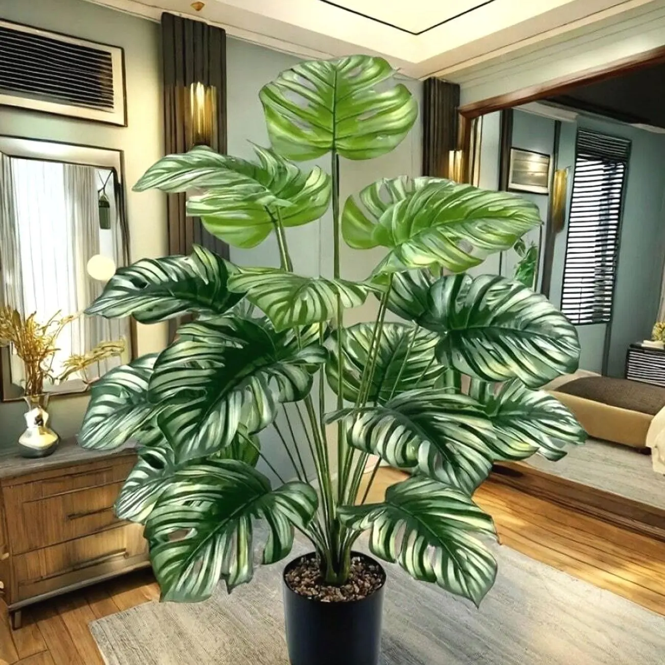 1PC 60cm-125cm Height Elegant Artificial Monstera Plant - Perfect For Home And Office Decor (No Pot)