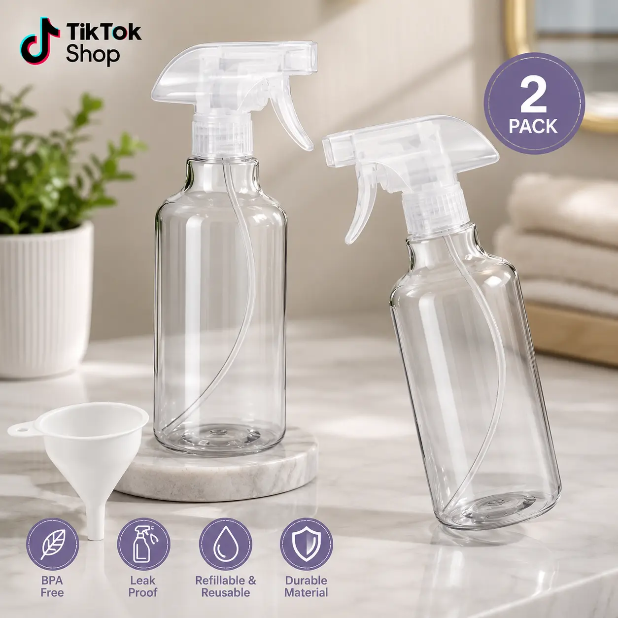 16.9 Oz Sturdy Heavy-Duty Plastic Spray Bottles - Mist & Stream, Corrosive-Resistant, Eco-Friendly, BPA-Free, Drip-Stop for Cleaning & Plant Care