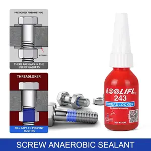 Loolifl 243 Screw Adhesive, Anti-Loose Anaerobic Glue, Thread Locking Agent, Non-Slip Sealing Compound, 10ML
