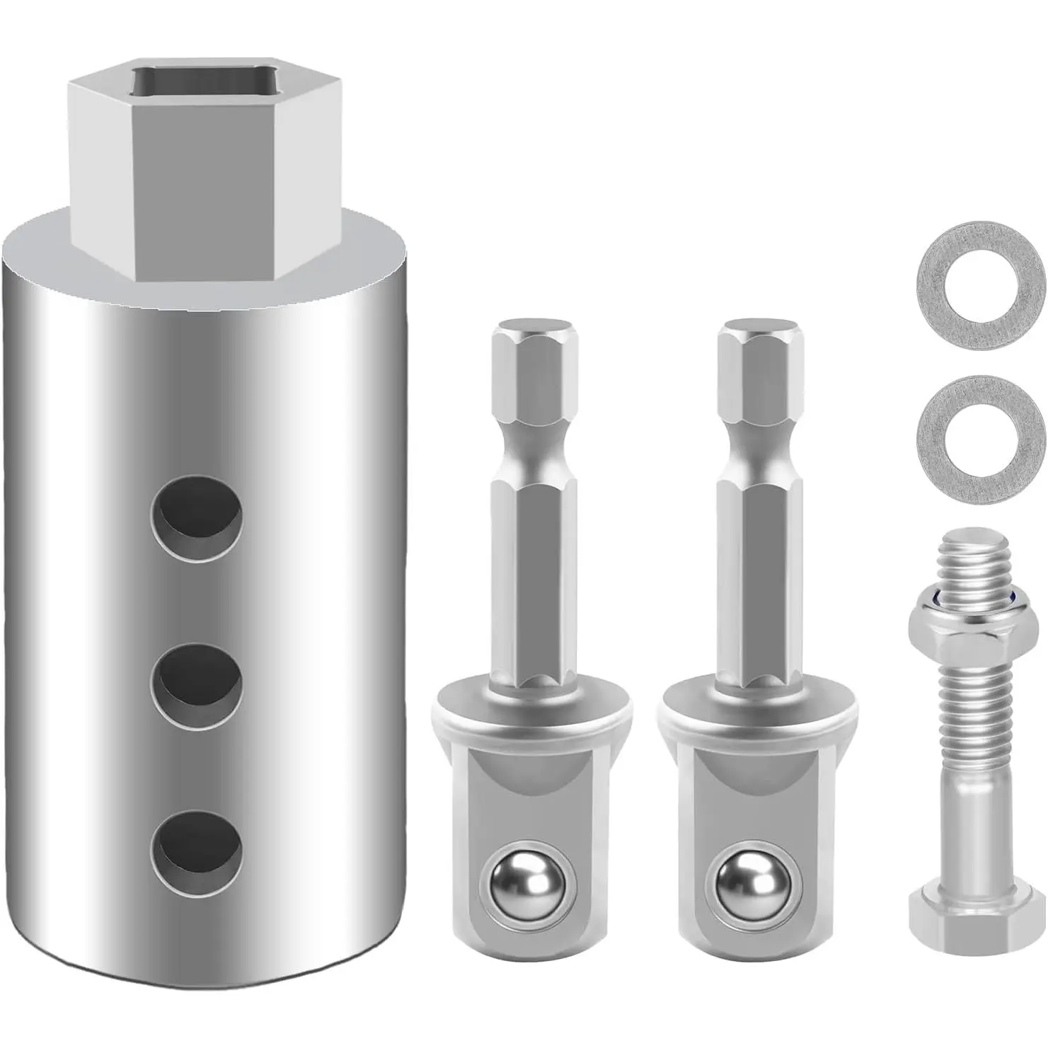 Heavy Duty Trailer Jack Drill Adapter with Cordless Drill, 1/2 to 1 Stainless Steel Socket Adapter Fits Any 1" Drive On Trailer Jack.