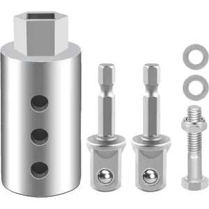 Heavy Duty Trailer Jack Drill Adapter with Cordless Drill, 1/2 to 1 Stainless Steel Socket Adapter Fits Any 1" Drive On Trailer Jack.