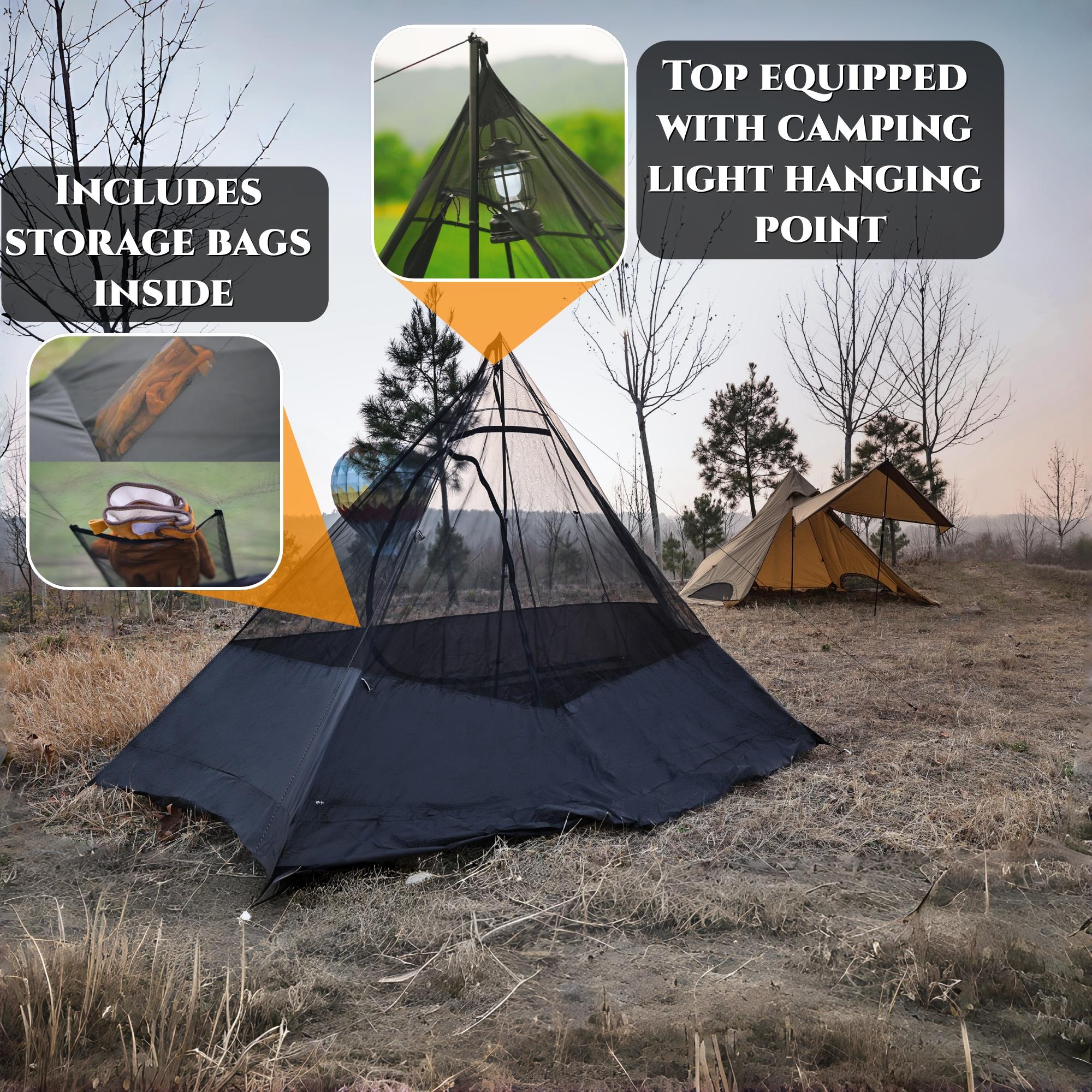 2-Person Tipi Shape Oxford Dandelion Shell Inner Tent, All-Seasons Insert with 3000mm Waterproof Bath Floor, Foldable Lightweight Wear-Resistant Windproof Insect-Proof Removable Washable for Hiking Light Outdoor Trips 2-Person Tipi Shape Oxford Dandelion Shell Inner Tent, All-Seasons Insert with 3000mm Waterproof Bath Floor, Foldable Lightweight Wear-Resistant Windproof Insect-Proof Removable Washable for Hiking Light Outdoor Trips