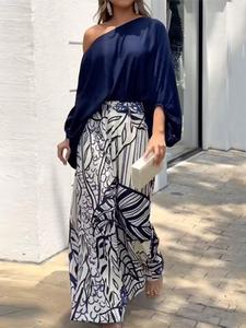 two-piece set women's solid bishop sleeve top & wide leg pants, casual fashion cozy top & trousers for daily outdoor wear, ladies clothes for spring & fall, womenswear