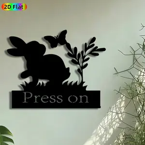 1pc Bunny with Butterfly Metal Wall Art, Press On Statue Mural, Artistic Metalwork, Intricate Craftsmanship, Perfect for Easter, Housewarming Decor, Perfect for Living Room Garden Fence Bedroom Decor, Ideal Gift for Nature Lovers.