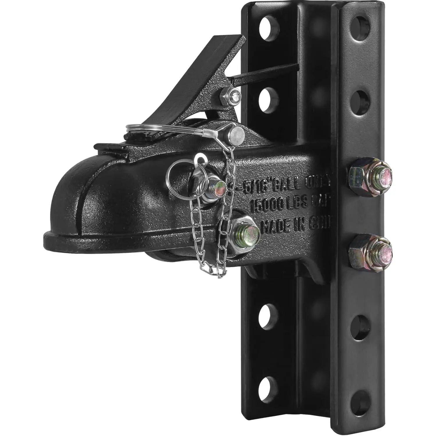 VEVOR Adjustable Trailer Coupler and 5-Position Channel Bracket Kit, 2-5/16" Hitch Ball, 15000 lbs Capacity, Heavy Duty Cast Channel-Mount Coupler, for Towing Camper, Pickup Truck, SUV, Black Coating