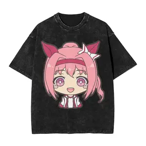 valentine shirts UmaMusu Haru Urara Uma Musume T Shirts Hip Hop Washed Oversize T-Shirt  Vintage for Men Women Tops Streetwear Printed Tops Tees