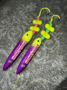 Honey Hole Rigs Small and Large 2 Pack: 11cm Pre-tied Honey Hole on 4/0 yellow fluorescent hook and 13cm Pre-tied Honey Hole on 8/0 yellow fluorescent hook, both on yellow mono leader line