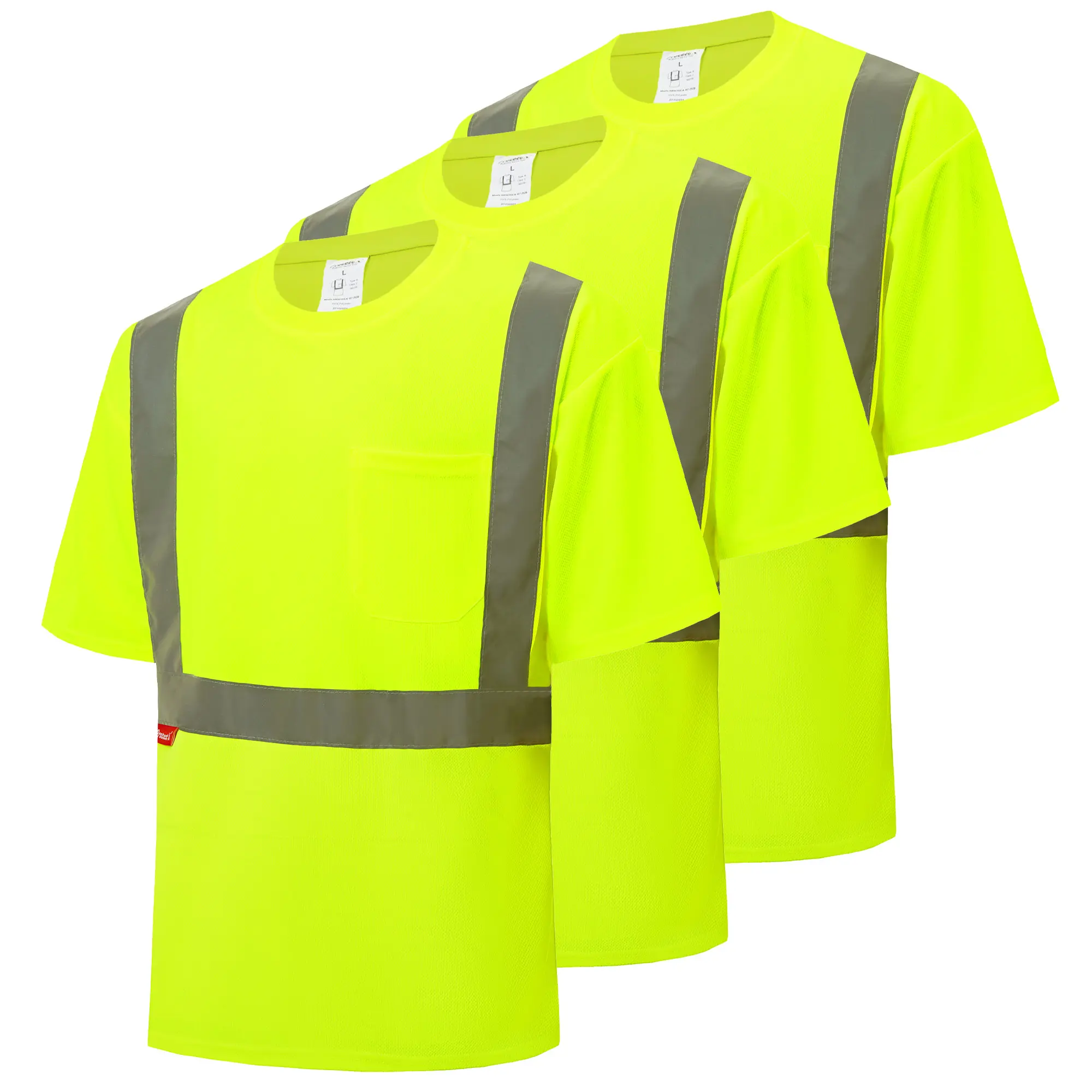 ProtectX Hi Vis Short Sleeve Safety Shirts, Reflective Breathable Construction Apparel, Men Women Work Shirt, Class 2 Type R