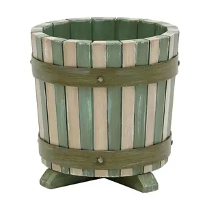 Hand-Painted Striped Barrel Cachepot