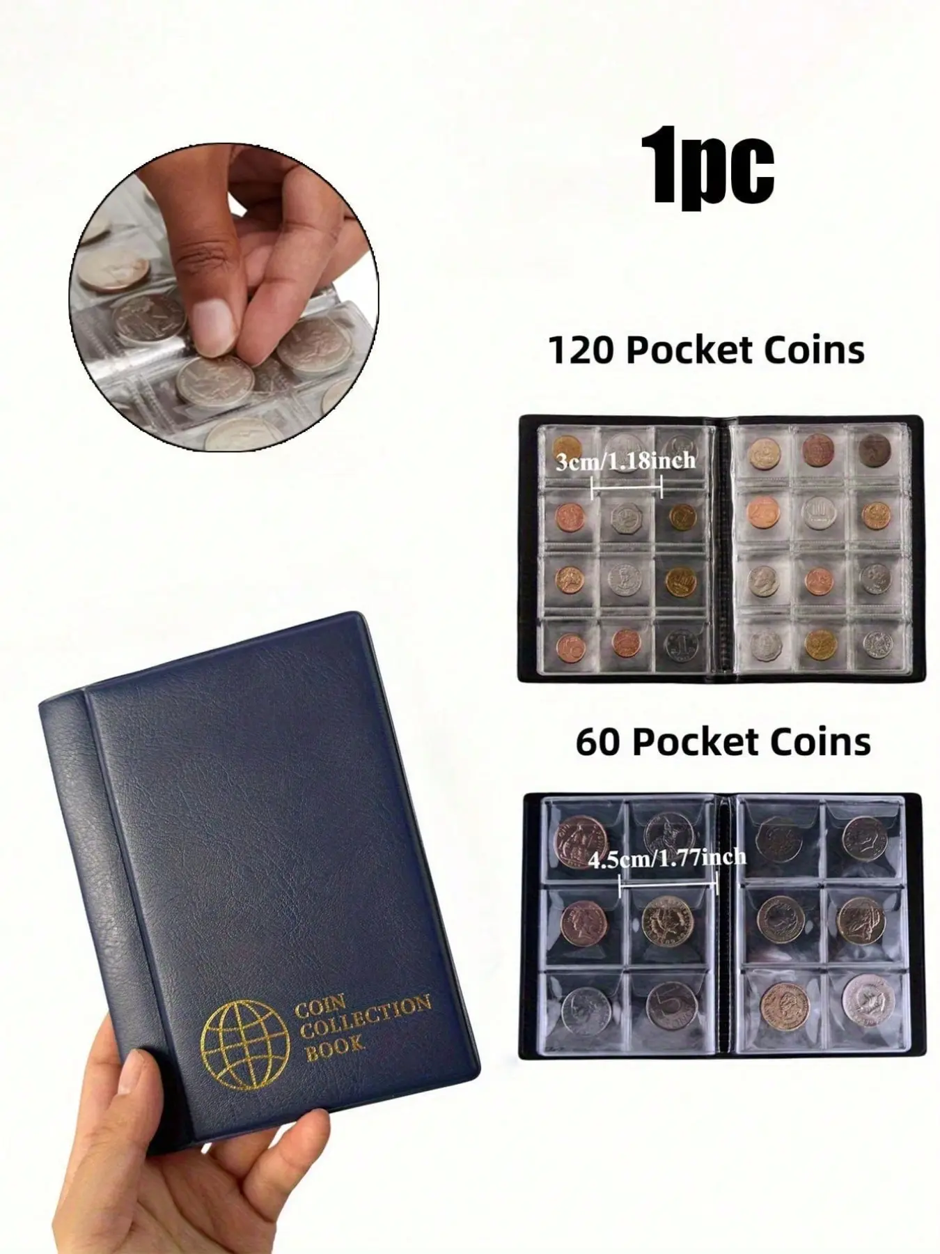 120/60 Grid Transparent PVC Coin Collection Album, Commemorative Coins Dedicated, Organized Durable Coin Storage Box, Waterproof Dustproof