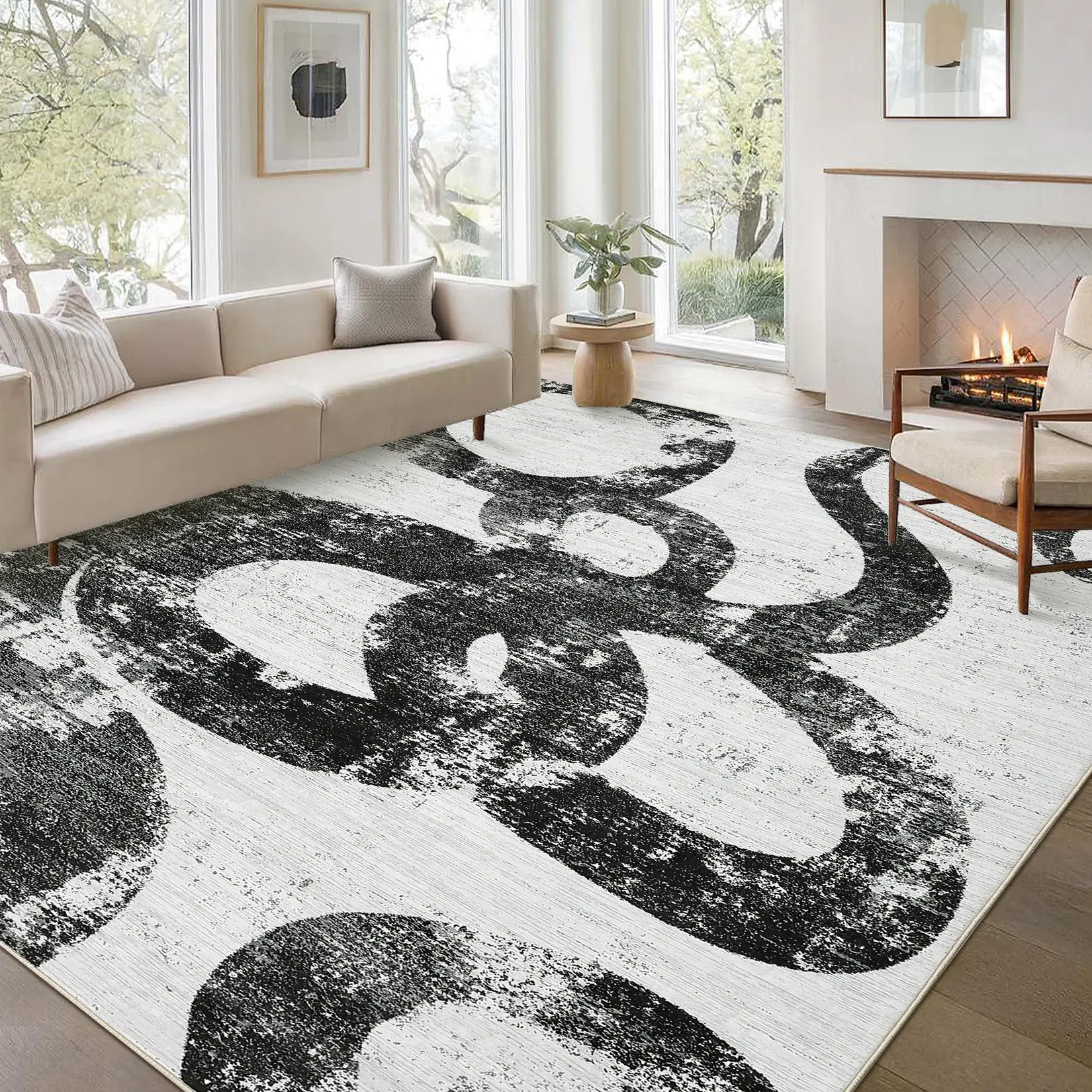 Abstract Lines Rug Modern Printed Carpet Washable Area Rug Living Room Decorative Thin Carpet For Bedroom Hallway Office Dining Room