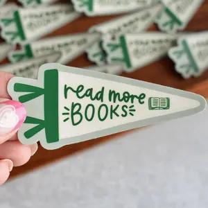 Read More Books Pennant Sticker | Bookish Flag Vinyl Decal for Laptops and Water Bottles