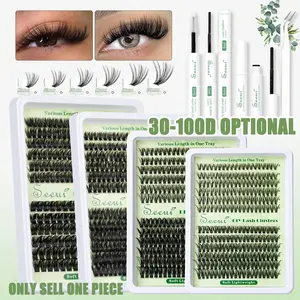 240pcs Natural, Synthetic Eyelash Clusters Set, 30-100D, 10-20mm, Fluffy Wispy Eyelash Clusters, Cluster Eyelash Extensions Natural Volume Lash Extensions DIY Lashes with Soft Thin Band, Includes Bond&Seal &Remove&Eyelash Tweezers, Waterproof Long-lasting