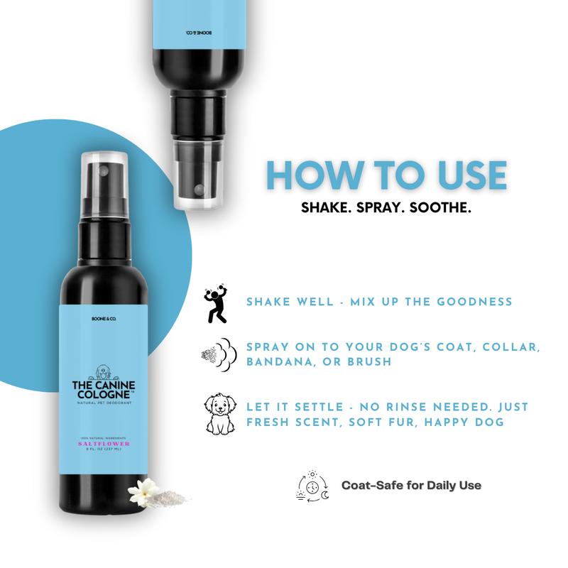 Boone & Co. Canine Cologne Spray for Dogs – 8 oz | Pet-Safe Dog Deodorizer & Grooming Spray | Clean Ingredients, Long-Lasting Scent | Made in USA | 3 Signature Scents