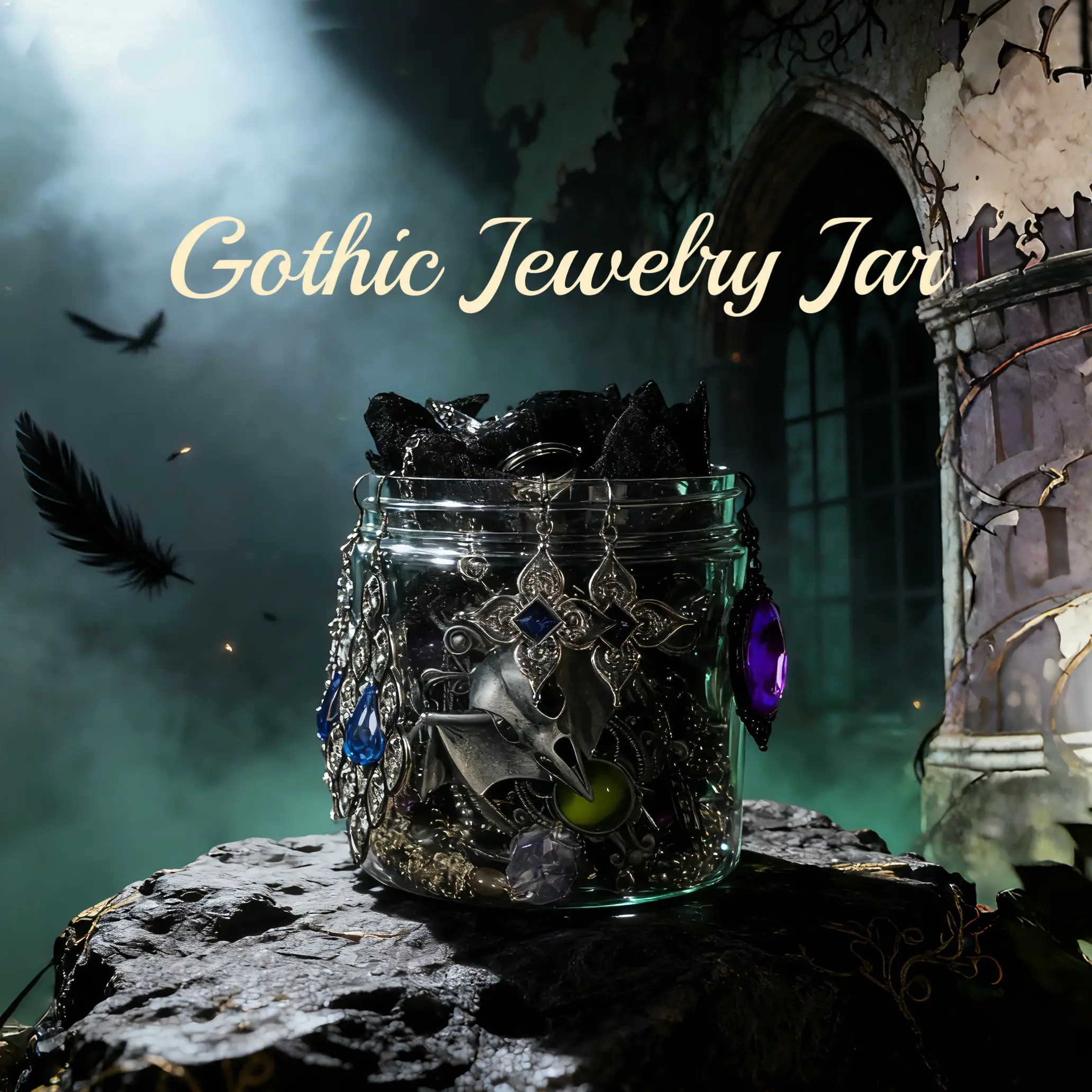 Jollyhit Light Goth Mystery Jewelry Jar –Costume Light Goth with Witchy & Punk Aesthetic, Birthday, Bestie & Girlfriend Gift SpringStatements , womens gifts,emo accessories summerwins