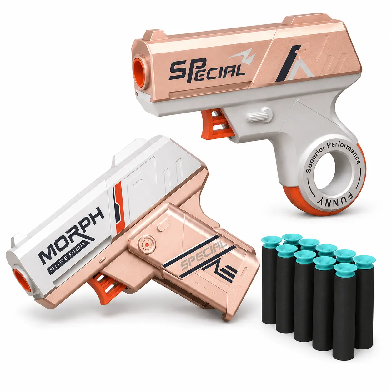 2 Pack Mini Foam Dart Blaster Set, Foldable & Spinner Toy Launchers with 12 Suction Foam Darts, Pocket-Size Indoor Target Game, Gifts for Kids Ages 6+